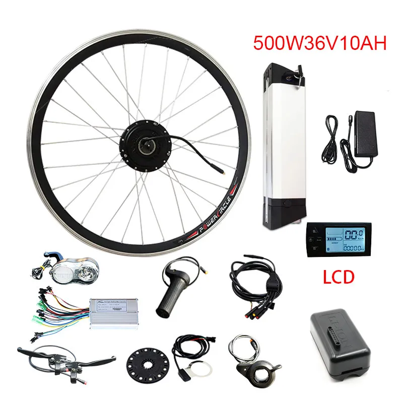 500W36V10AH LCD 36V500W электрический велосипед комплект 36V10AH/samsung 36V12AH аккумулятор 20''24''26''700c Мотор колеса ebike конверсионный комплект bicicleta Electronica - Цвет: 500W36V10AH LCD