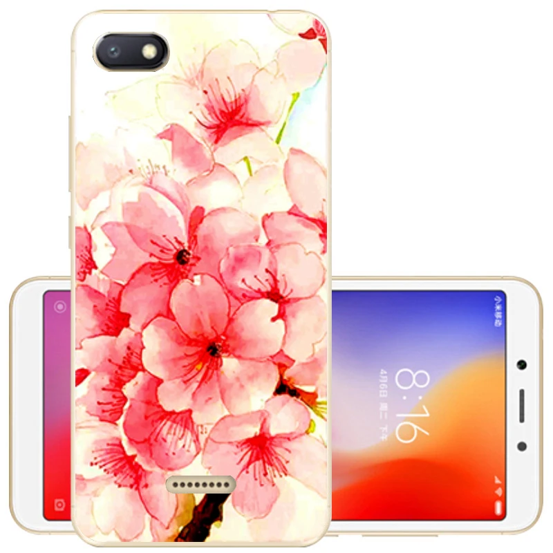 50 Чехол для Xiaomi Redmi 6A, 2 ГБ+ 16 ГБ, 5,45 дюйма, Ультратонкий защитный чехол из мягкого ТПУ с цветочным рисунком для Xiaomi Redmi 6, задняя крышка - Цвет: 50