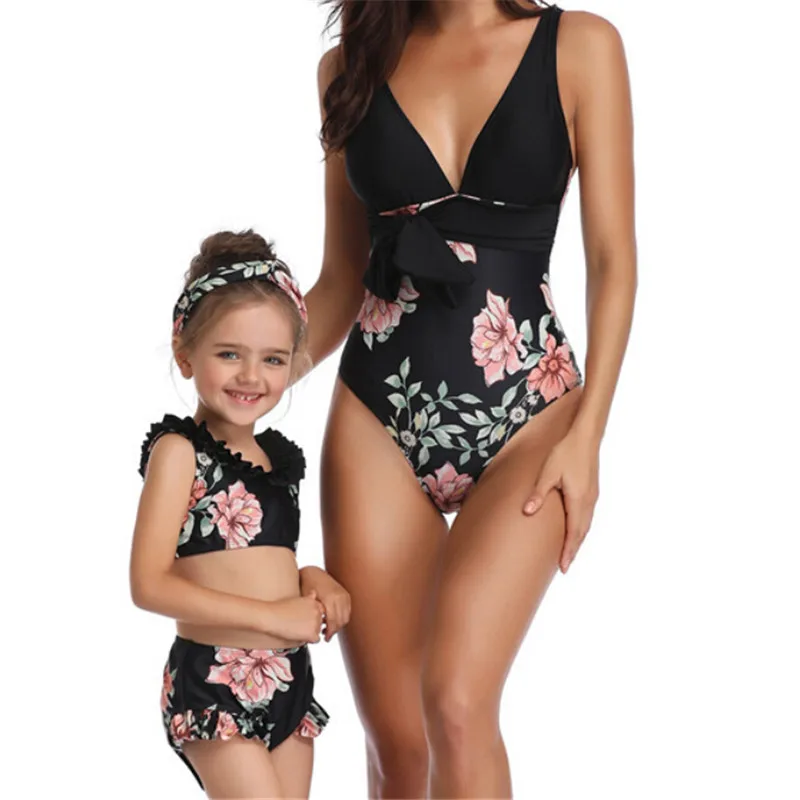 As Photo Show Mommy& Me/Новинка; купальник для всей семьи; подходящее бикини для мамы и ребенка; цветочный принт; купальник для мамы и дочки; одежда для всей семьи - Цвет: As Photo Show