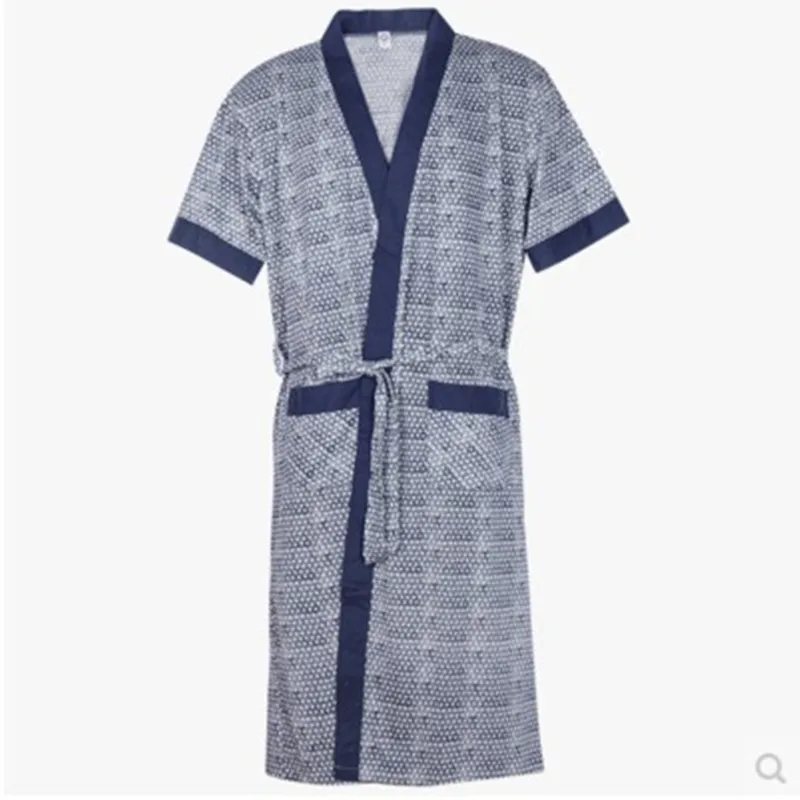 Summer Robes Men Cotton Short-sleeve Men's japanese Style Bathrobe 100% Cotton Sleepwear Thin Plus Size 4XL