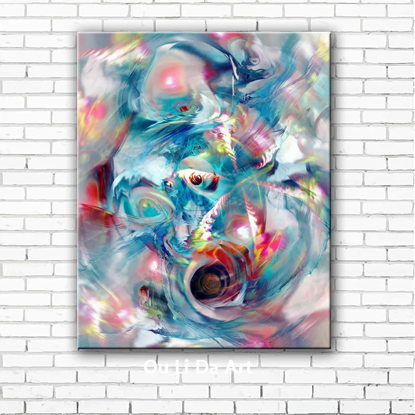 Абстрактная красочная водная цифровая печать на холсте Масляная картина