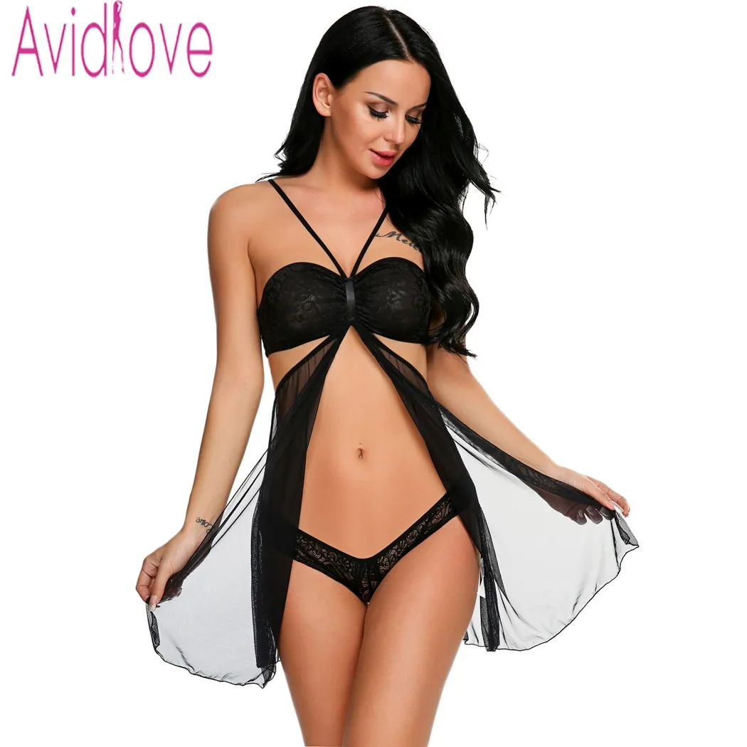 Бренд Avidlove 2017 ночное белье для женщин сексуальное открытая спереди Babydoll нижнее