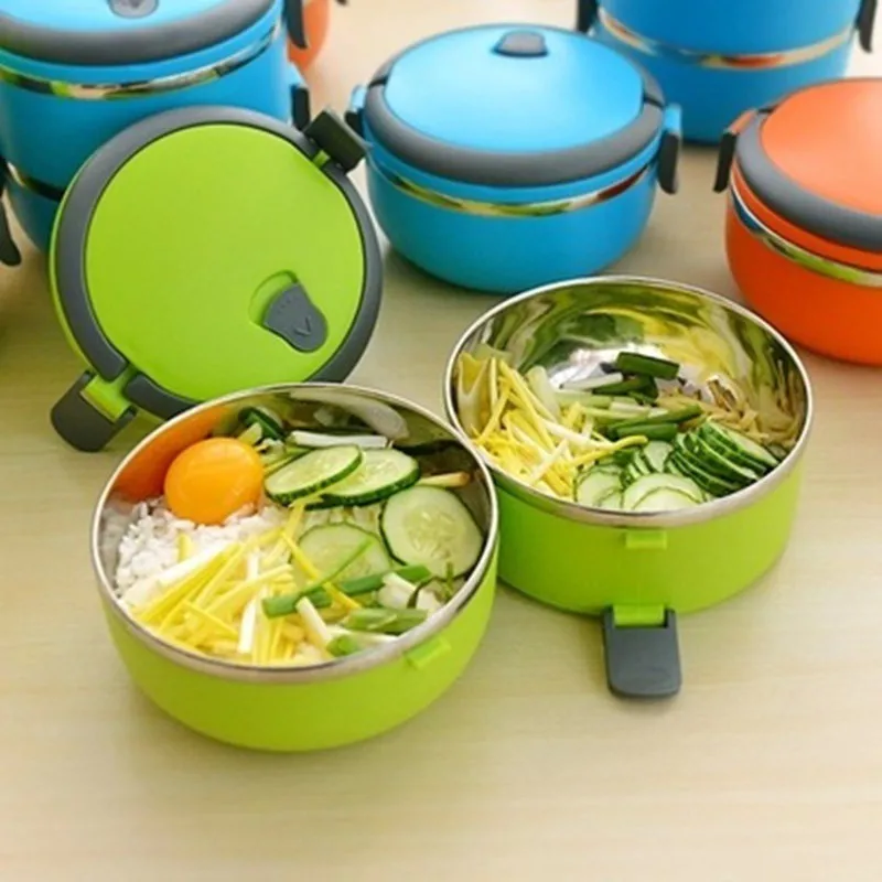 Ланч-бокс с термоиоляцией коробка из нержавеющей стали Bento Box для детей Ланчбокс круглый портативный наружный для пикника школьные контейнеры для еды