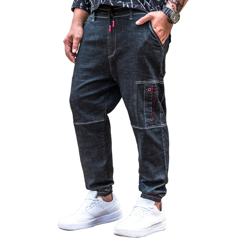 2019 Новинка эластичная резинка на талии большие Для мужчин джинсы получить Вес с