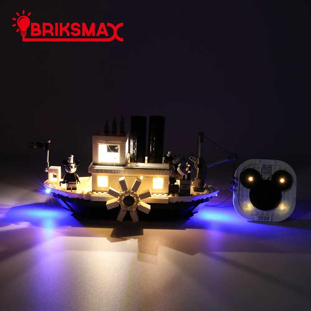 BriksMax Led Light Up Комплект для идей Steamboat Willie строительные блоки, совместимые с 21317(не включает модель