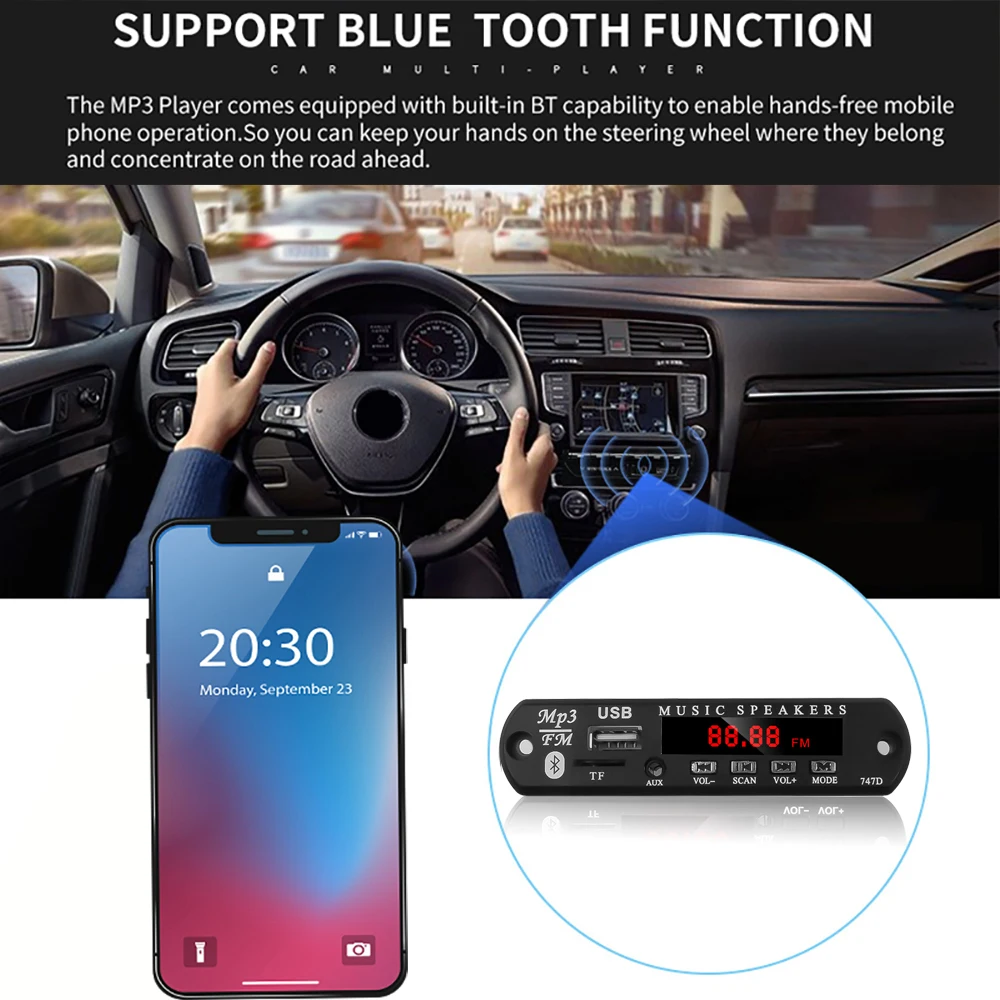 Bluetooth 12 в MP3 WMA декодер плата модуль Автомобильный комплект USB TF FM Радио