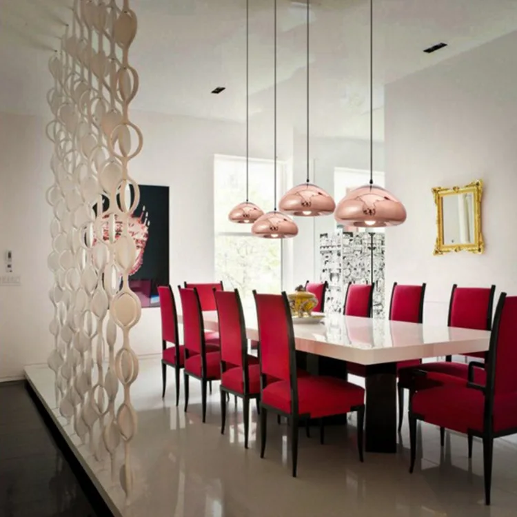 Lámpara colgante moderna de vidrio plateado para cocina, barra de café, casa, espejo plateado de cobre