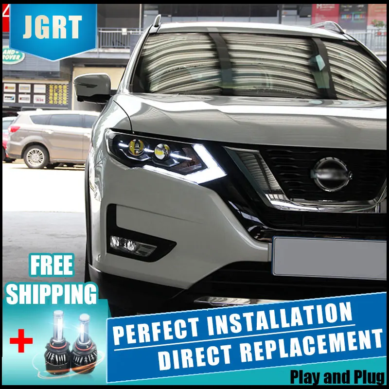 2 шт. светодиодный фары для Nissan X Trail 14 19 Автомобильный свет двойной ксеноновые