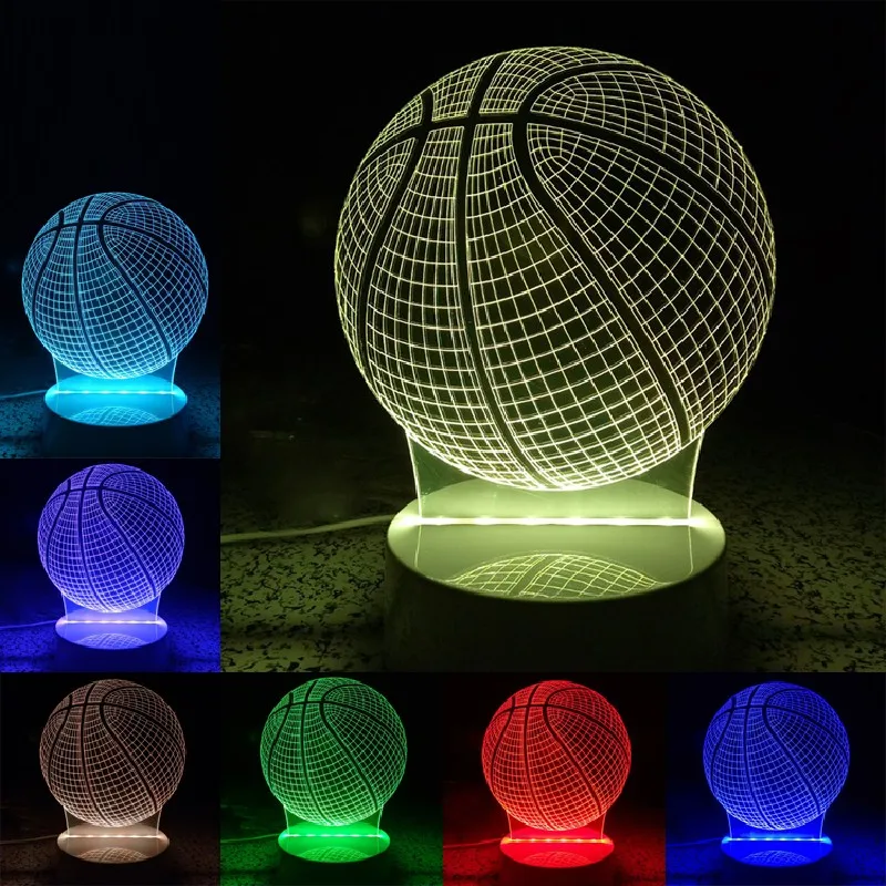 7 Colors Changing Basketball Light Optical Illusion 3D Glow LED Lighting Toys Night with Remote Control | Освещение