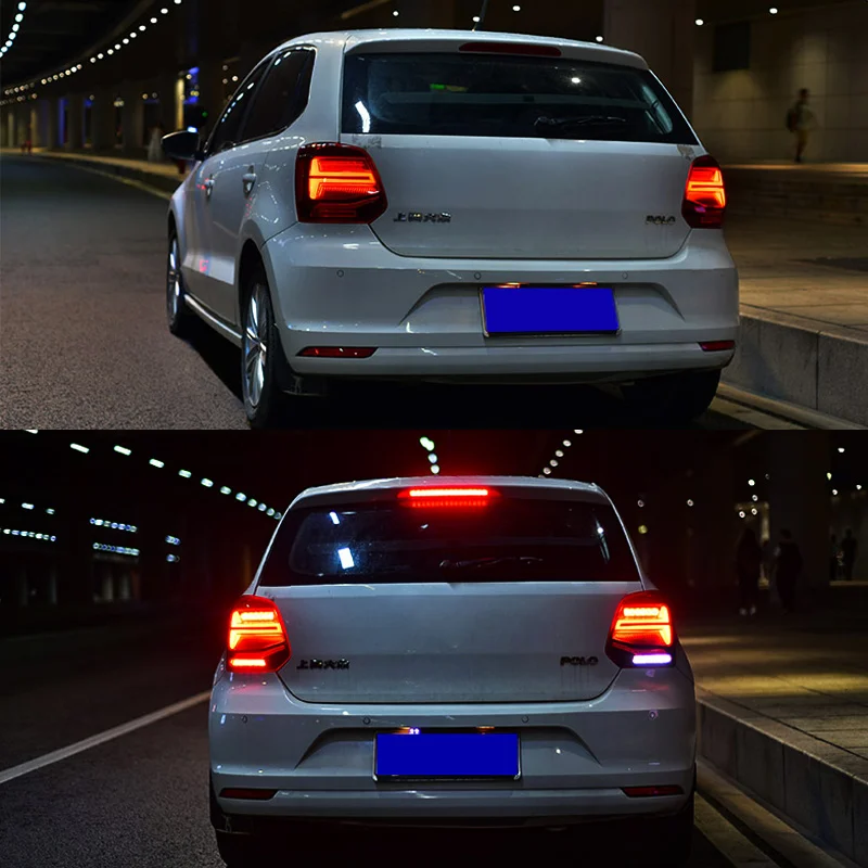 Светодиодный задний фонарь для Volkswagen VW POLO 2009- красный дымчатый черный светодиодный задний светильник последовательный поворотный сигнал тормозной задний светильник