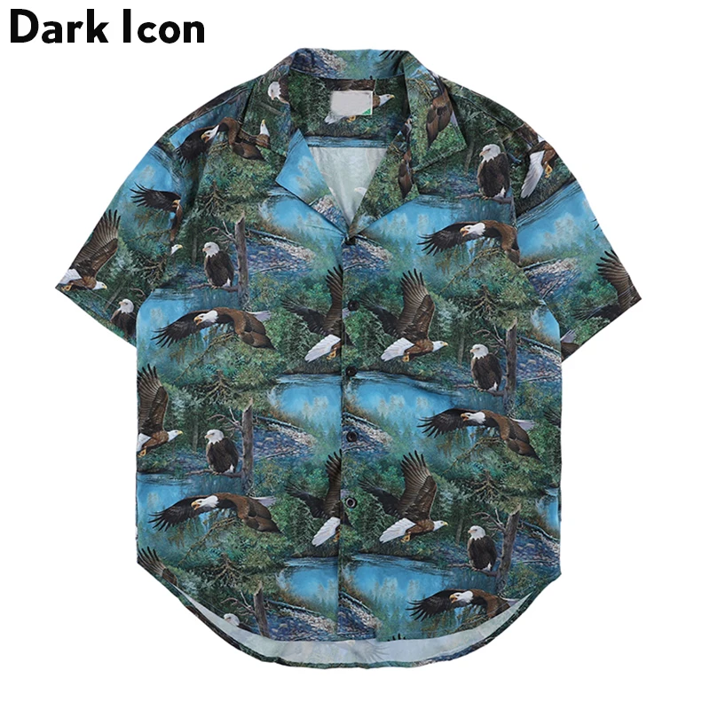 Мужская рубашка в стиле хип хоп Dark Icon гавайская с изогнутым краем и принтом Dreams на