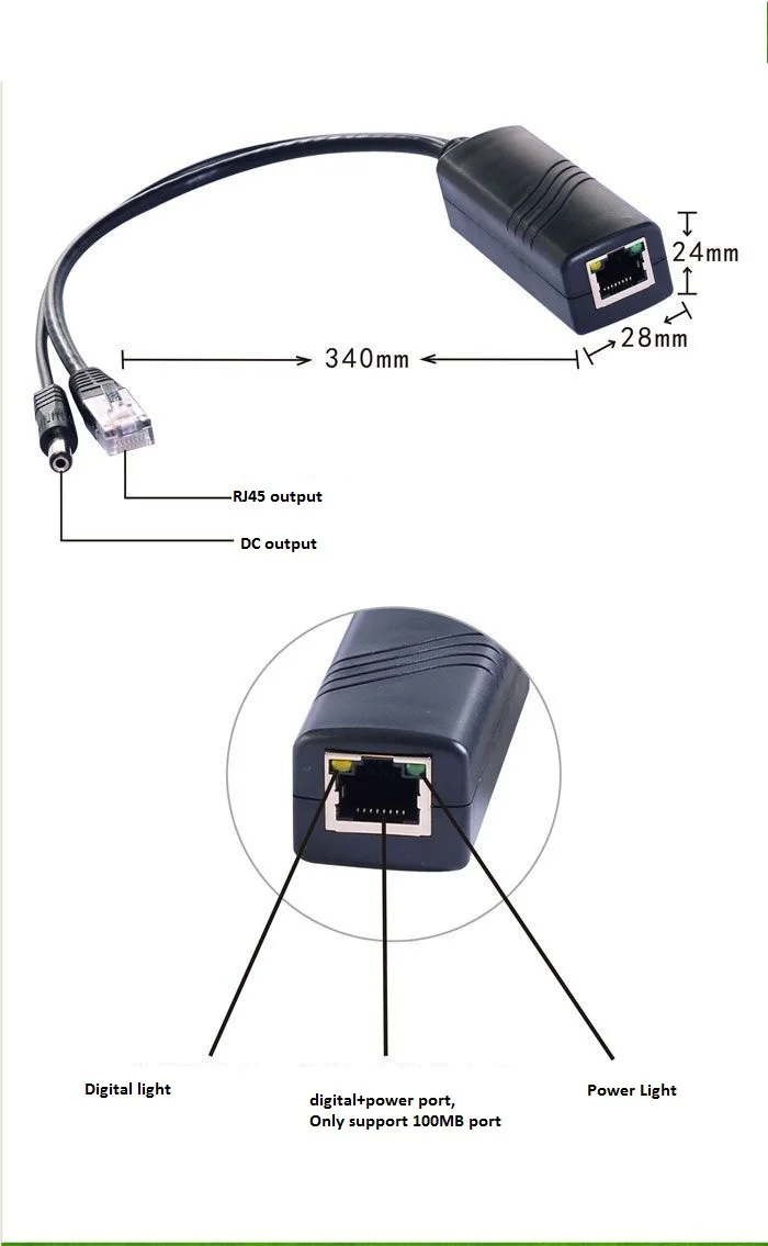 Poe сплиттер постоянного тока 12 В инжектор разъем IEEE802.3af Active 10/100 Мбит/с для ip камер