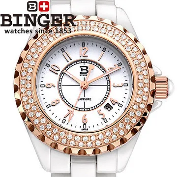 Оптовая продажа люксовый бренд Бингер Мода Для женщин со стразами Часы черный