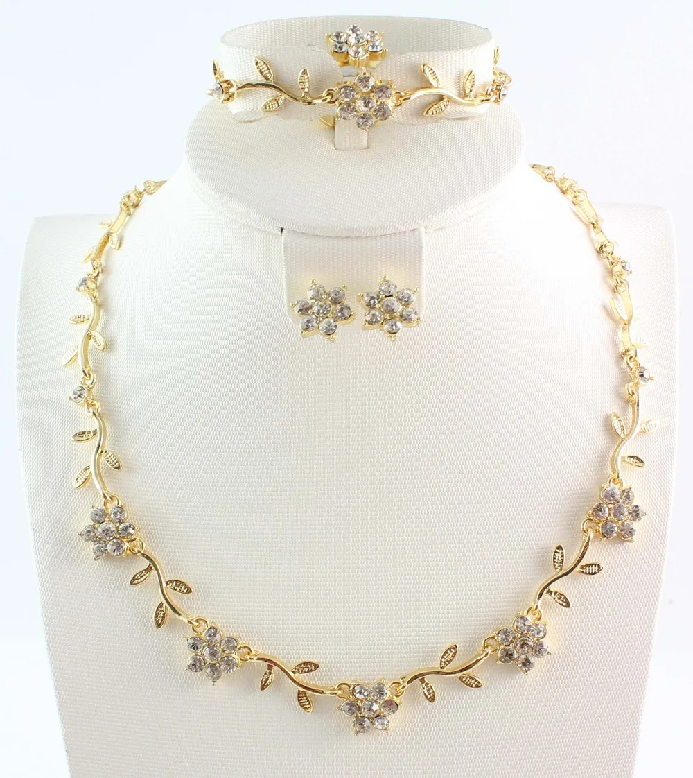 Бесплатная доставка новый дизайн ожерелье золотого цвета женское кольцо набор