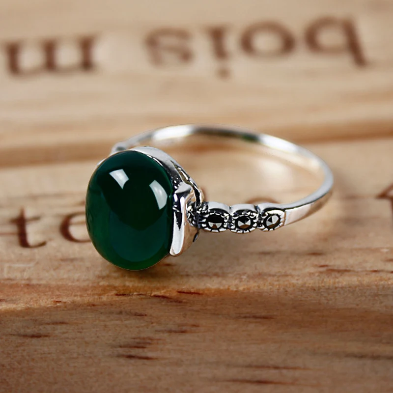 Green Agate 925 Sterling Silver Rings for Women Engagement Wedding Ring Vintage Nature Stone Jewelry | Украшения и аксессуары