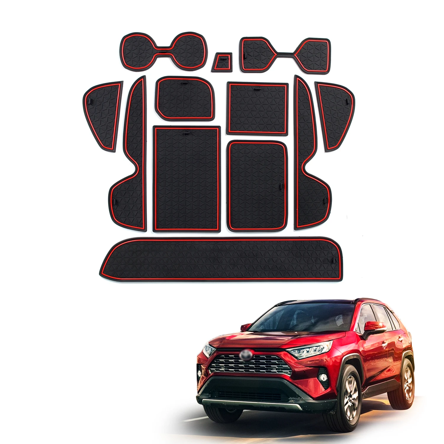 RUIYA 12 шт. Противоскользящий пылезащитный дверной коврик для Toyota RAV4 левый руль Органайзер в салон автомобиля паз ворота Коврики для хранения
