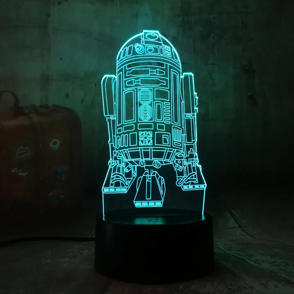 Звездные войны R2D2 военный корабль 3D Лава Ночной светильник сенсорный 7 цветов