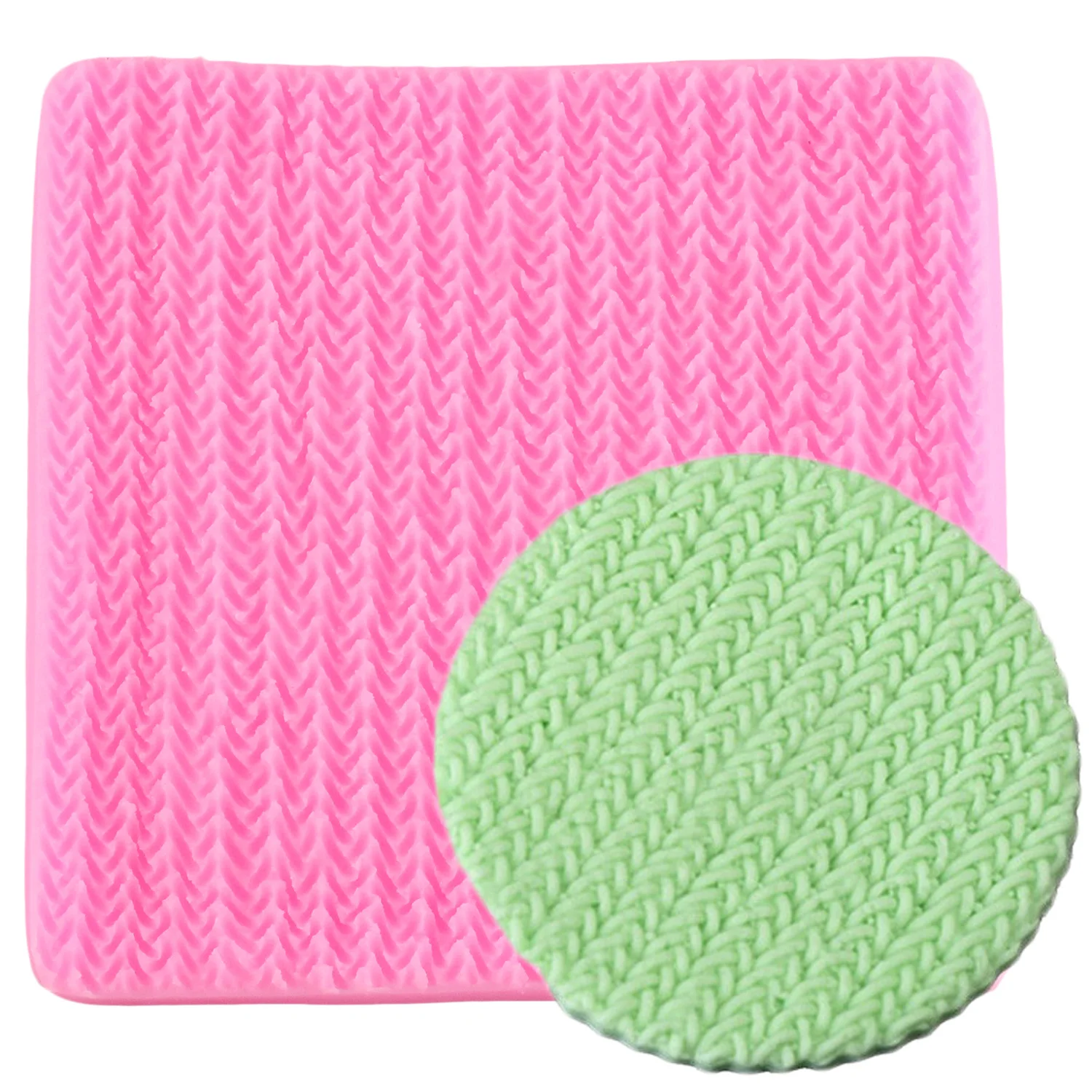 

Sweater Fabric Knitting Texture Biscuits Embossed Pad Decorating Lace Mat Tool Silicone Molds Fondant Cake Decorating