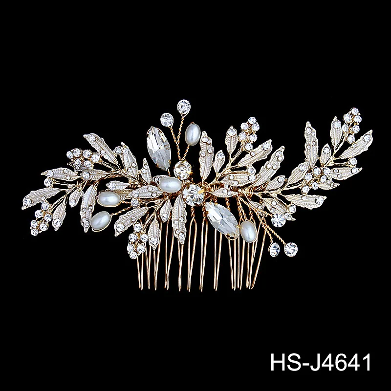 Hair Comb Miallo, новейшая расческа для волос с жемчужинами+ 3 шпильки для невесты, свадебная инкрустация хрустальными листьями, ювелирные изделия для волос для женщин - Окраска металла: Hair Comb