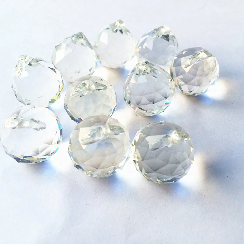 (Free Rings) 10pcs/lot 20mm Clear Faceted Balls K9 Crystal Chandelier Parts Prism Suncatcher Hanging Pendant Wedding Decoration