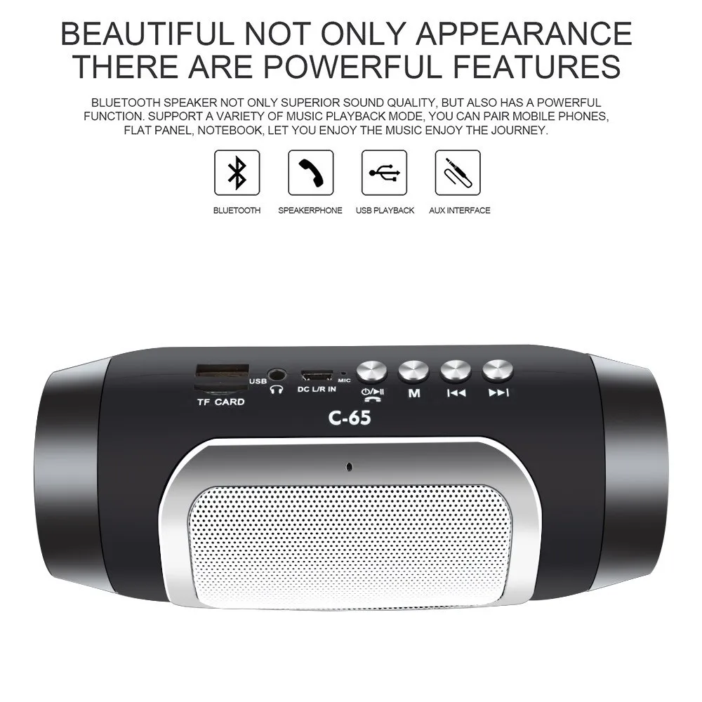 C-65 HIFI Портативный беспроводной Bluetooth динамик стереозвуковая панель TF FM радио