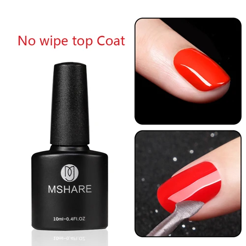 No wipe Top Gel Mshare база и топ подкрепление гель долгое Уход за ногтями гель лак для ногтей крышка германия здоровья полимерного материала уф лак гель гель топ и база без липкого слоя липкий слой дегидратор лаки праймер для ногтей - Цвет: No wipe Top Gel