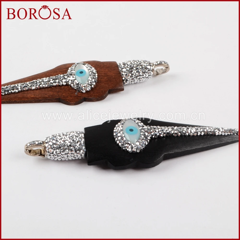 BOROSA 5 шт. Arrowhead натуральная деревянная подвеска со стразами проложенный белый