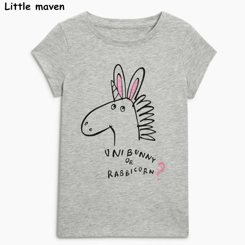 

Футболка для девочек Little maven, хлопковая, с коротким рукавом, круглым вырезом, принтом в виде животных, A1006, лето 2018