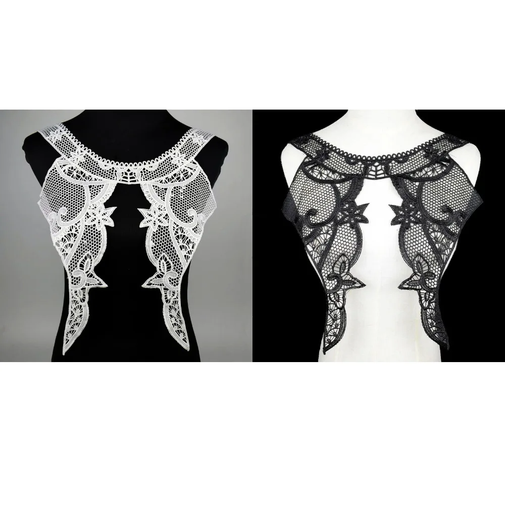 Комплект из 2 предметов белый и черный цветок вышивка кружевной воротник по линии