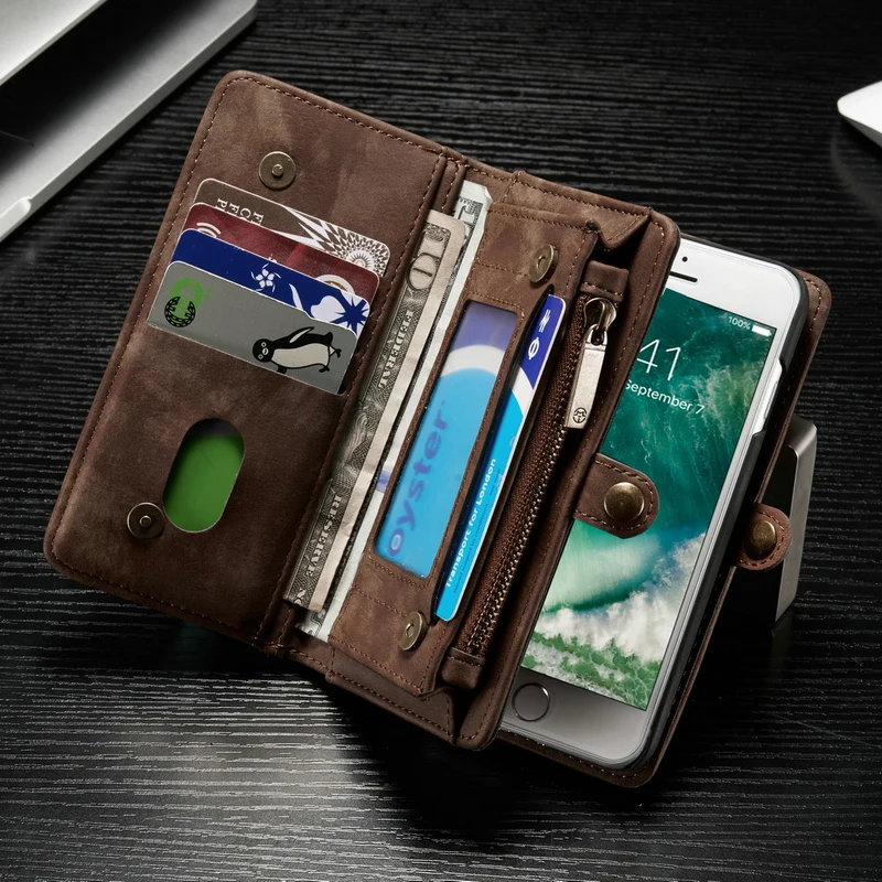 CaseMe для iPhone X 7 6s 6 Plus 8 чехол из натуральной кожи откидная крышка второй слой