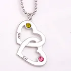 Персонализированные Открытое сердце в форме сердца ожерелье с камнями рождения Длинные ожерелья из камня по дате рождения ожерелье s на заказ любое имя YP2490