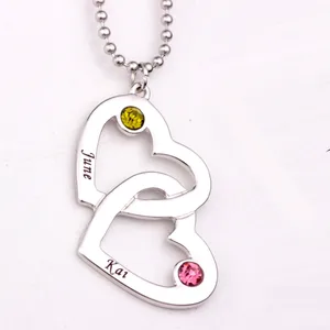 Персонализированные Открытое сердце в форме сердца ожерелье с камнями рождения Длинные ожерелья из камня по дате рождения ожерелье s на заказ любое имя YP2490