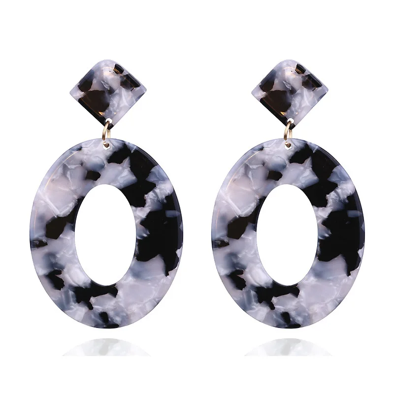 

Acrylic New Fashion Acid Acrylic Resin Earring Dangle Geometric Oval Earrings For Women Long Pendant Earrings Fashion Jewelry