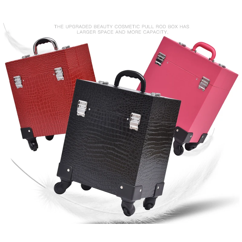 Новый милый чехол для косметики на колесиках сумка багажа Женский Ящик макияжа