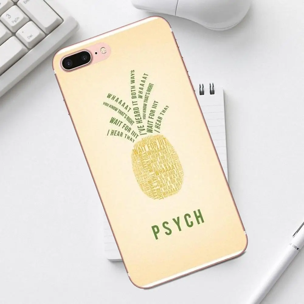 Psych ТВ серии ананас мягкие ТПУ Сумки Чехлы для iPhone X XS Max XR 4 4S 5 5C SE 6 6S 7 8 Plus Galaxy A3 A5 J1 J3