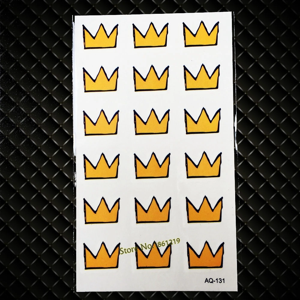 Милый желтый король корона временная татуировка наклейка для детей боди арта