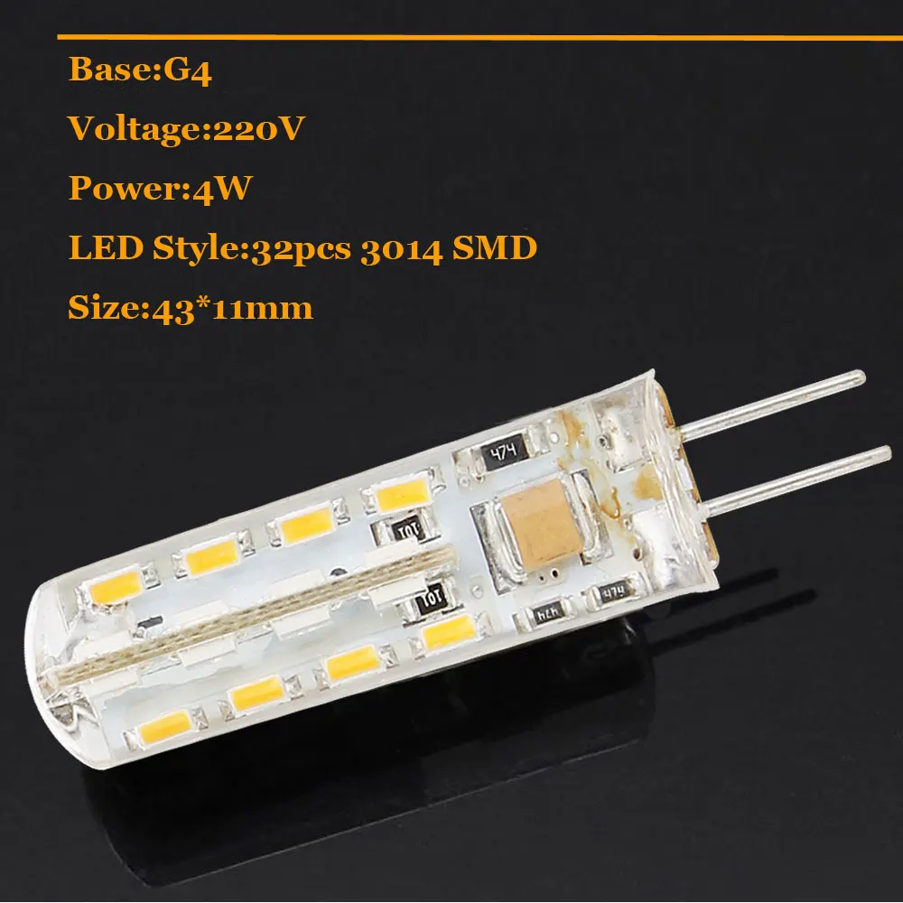 Светодиодная мини лампа G4 силиконовая кукуруза 3014 SMD 3 Вт 4 220 В светильник Chandeiler с