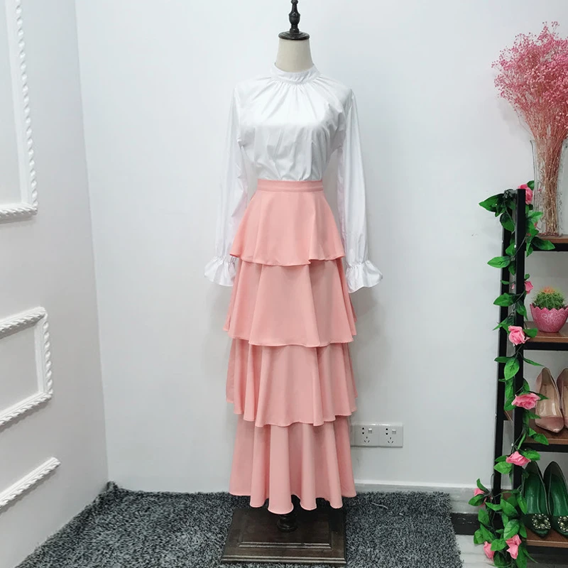 Женские юбки с оборками Faldas Mujer Moda лето 2019 абайя Дубай Турецкая мусульманская