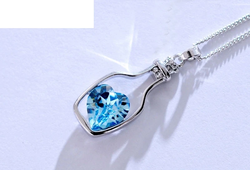 OTOKY новая женская мода популярное хрустальное ожерелье Love Drift bottle Uzun Kolye для