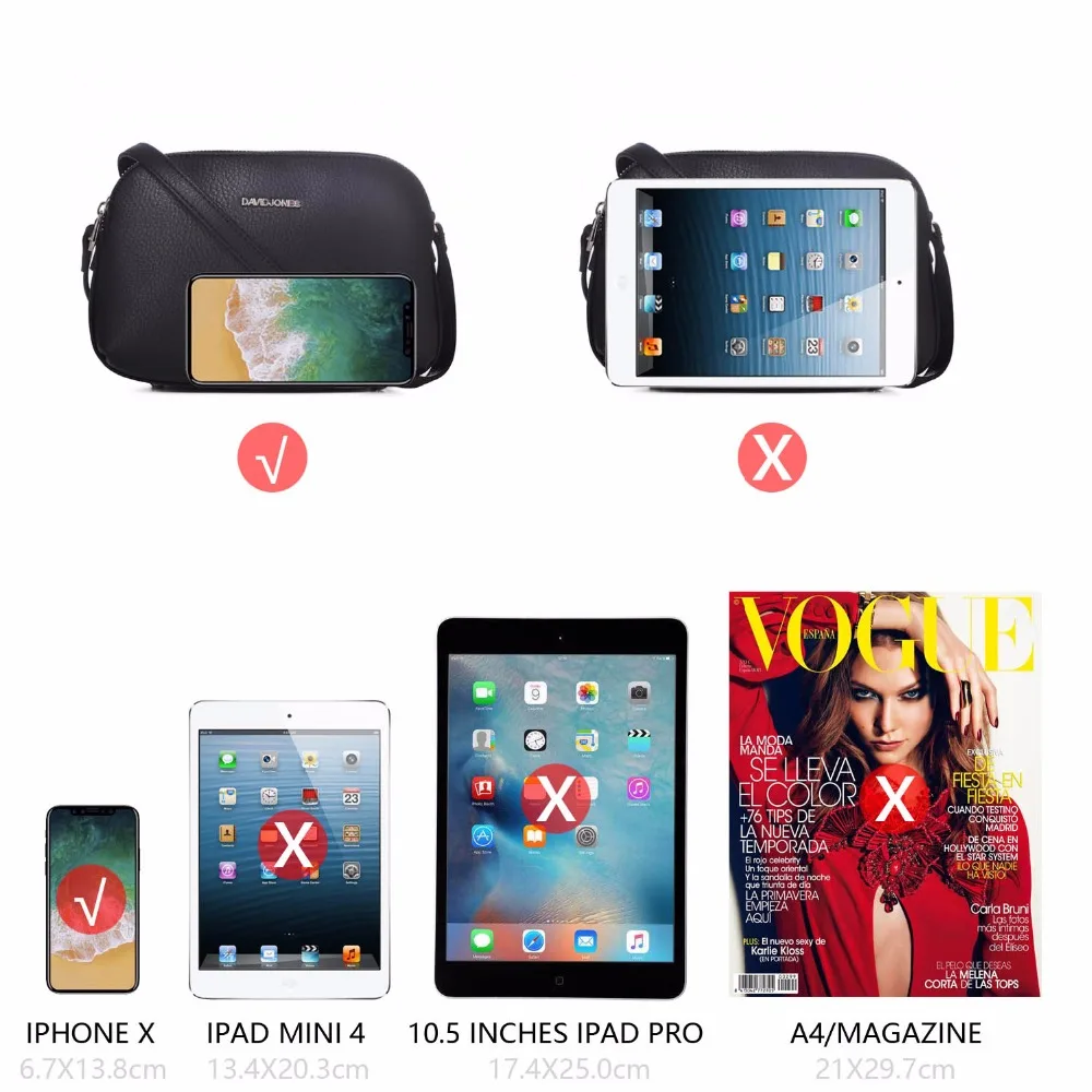 DAVIDJONES женские сумки через плечо искусственная кожа женская сумка маленькая леди