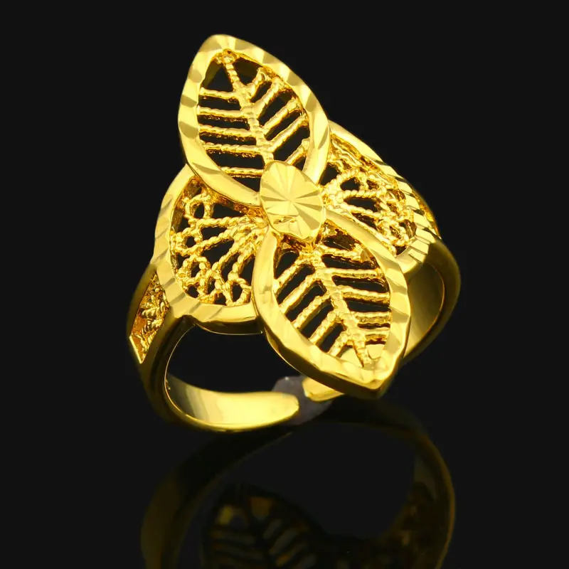 

New Adjustable size Gold Color Rings Women Wedding Jewelry Finger Ring India/Ethiopian/African/Nigerian/Kenya Items