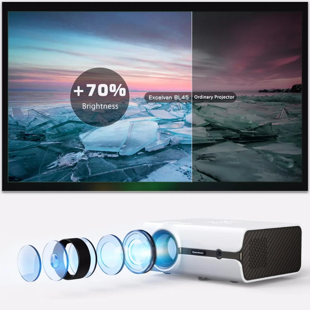 Светодиодный проектор Excelvan BL45 2000 люмен ЖК для домашнего кинотеатра 1080P