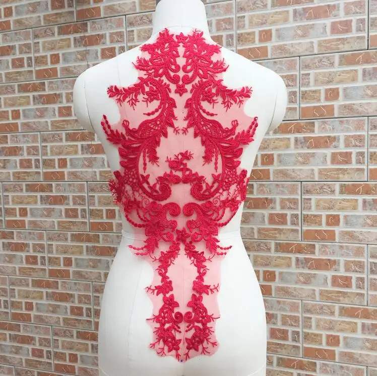 

Red/Creamy White/Black Mesh Vintage Venise Bridal Lace Applique Embroidered Lace Trims Lace Collar Wedding Dress DIY Accessories