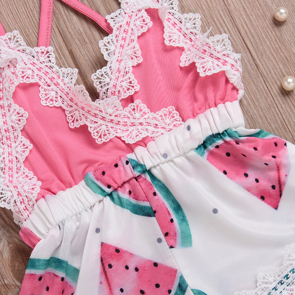 Комбинезон для новорожденных с принтом арбуза кружевом и открытой спиной | Мать