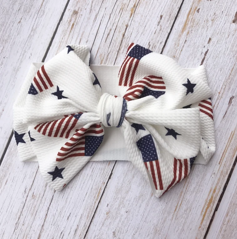 Детская повязка на голову с бантом; повязка на голову для малышей; повязка на голову для маленьких девочек; повязка на голову с бантом для новорожденных; детская чалма на голову - Цвет: Flag