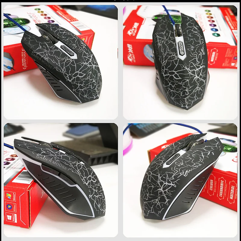 6 кнопок KOOYUTA USB Проводная светящаяся геймерская компьютерная игровая мышь 4800 dpi светодиодный маленький специальный 3d-образный компьютерная геймерская мышь