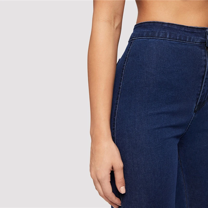 SHEIN, однотонные обтягивающие джинсы,, весна-осень, обтягивающие эластичные джинсы, синие, темно-синие, женские, одноцветные, с высокой талией, джинсовые, длинные брюки