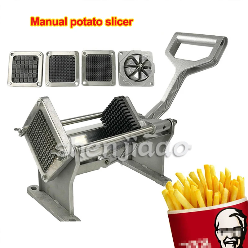 Commercial Manual Potato Slicer Fruit Vegetable Cutter Slicer Fry Chopper Tool Potato Cutting Machine With 4 Blades 1pc