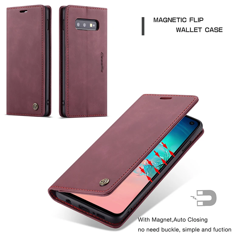 Роскошный Магнитный кожаный чехол для телефона, сумки для samsung S8 S9 S10 Note10 Plus 5G, винтажный флип-чехол для телефона Galaxy A30 A40 A50 A70