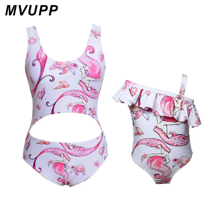 MVUPP Семейные костюмы купальник для мамы и дочки цельнокроеный купальный костюм с